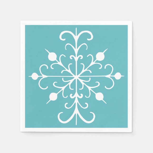 Guardanapo De Papel Aqua Snowflake Napkins (Frente)