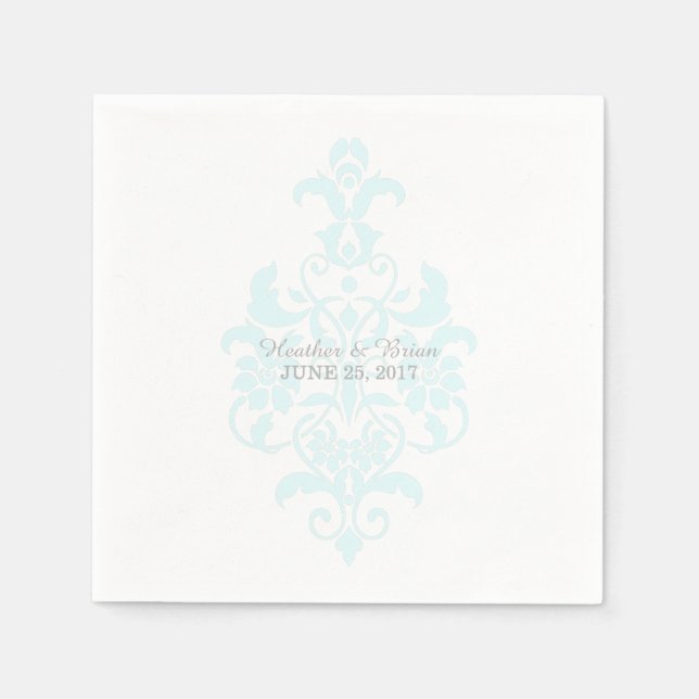 Guardanapo De Papel Aqua Sutil Damask Paper Napkins (Frente)