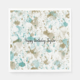 Guardanapo De Papel Aqua Teal Cream Watercolor Tie Dye Abstrato