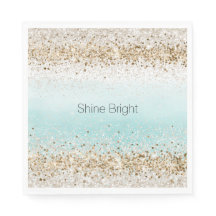 Aqua Watercolor Confetti Glitter Dourado