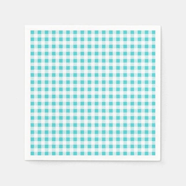 Guardanapo De Papel Aqua White Gingham Pattern (Frente)