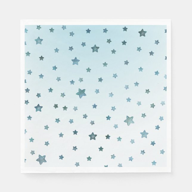 Guardanapo De Papel Aqua White Ombre Stars (Frente)