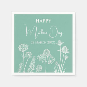 Guardanapo De Papel Aqua Wildlows esboçados Feliz Dia das Mães
