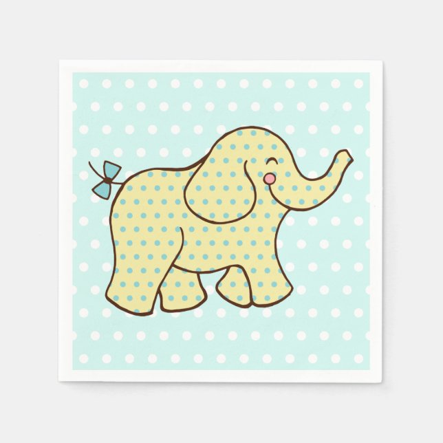 Guardanapo De Papel Aqua Yellow Elephant Napkins (Frente)