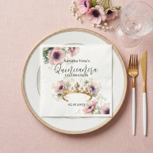 Aquarela Anêmonas Bege Tiara Quinceañera