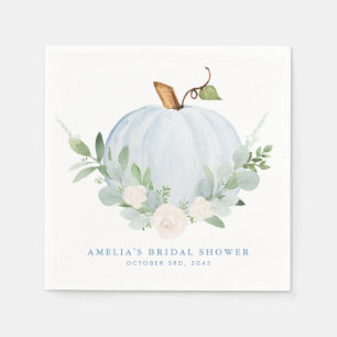 Guardanapo De Papel Aquarela Azul Abóbora Outono Chá de Noiva