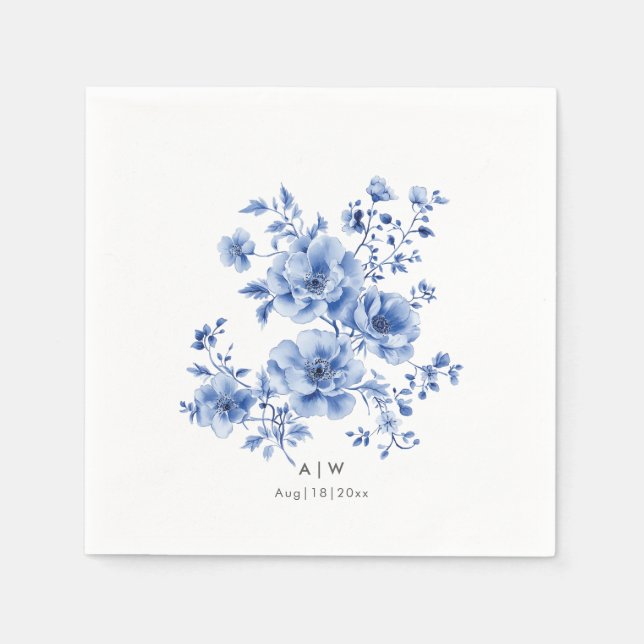 Guardanapo De Papel Aquarela Chinoiserie floral (Frente)