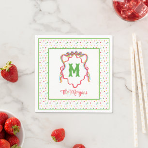Guardanapo De Papel Aquarela Confetti Arco de Natal Monograma Crest