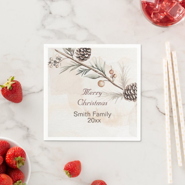 Guardanapo De Papel Aquarela Cor neutra árvore de Natal (Insitu)