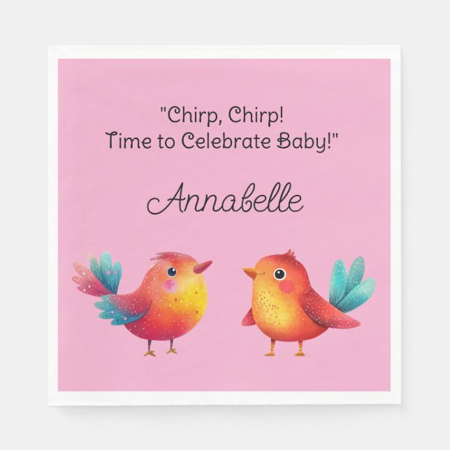 Guardanapo De Papel Aquarela de Chá de fraldas de pássaros (Frente)