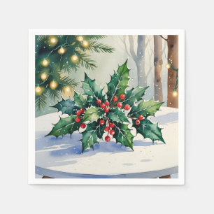 Guardanapo De Papel Aquarela de Férias de Natal com Visco