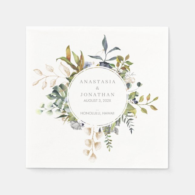 Guardanapo De Papel Aquarela de mistura tropical (Frente)