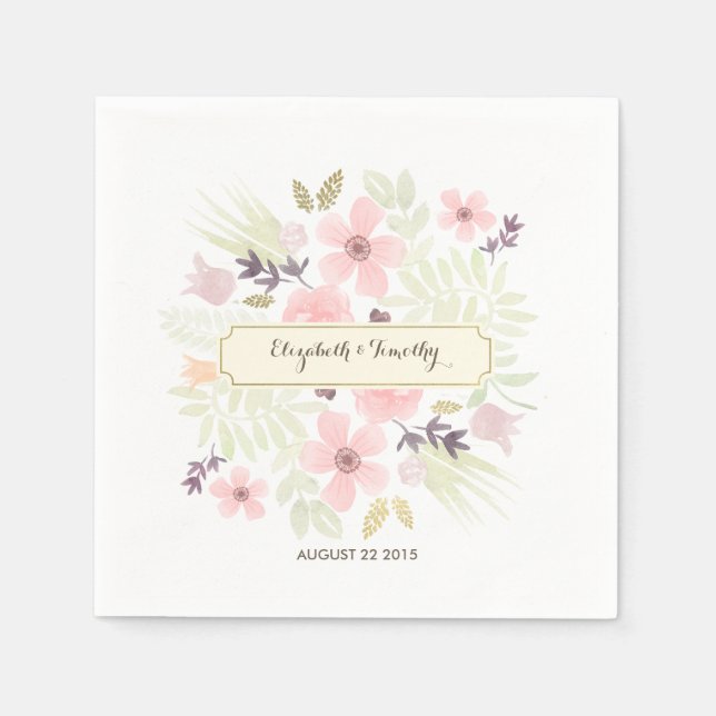 Guardanapo De Papel Aquarela e Menu Jardim Dourado Guardaneses Persona (Frente)