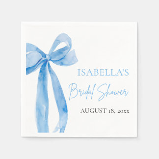 Guardanapo De Papel Aquarela Elegante Pó Azul Laço Chá de Bebê de Noiv