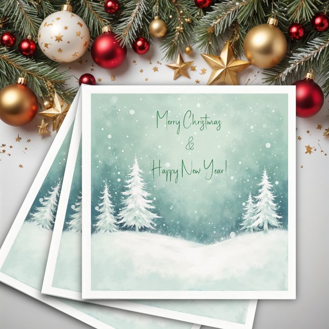 Guardanapo De Papel Aquarela Feliz Natal e Feliz ano novo (Criador carregado)