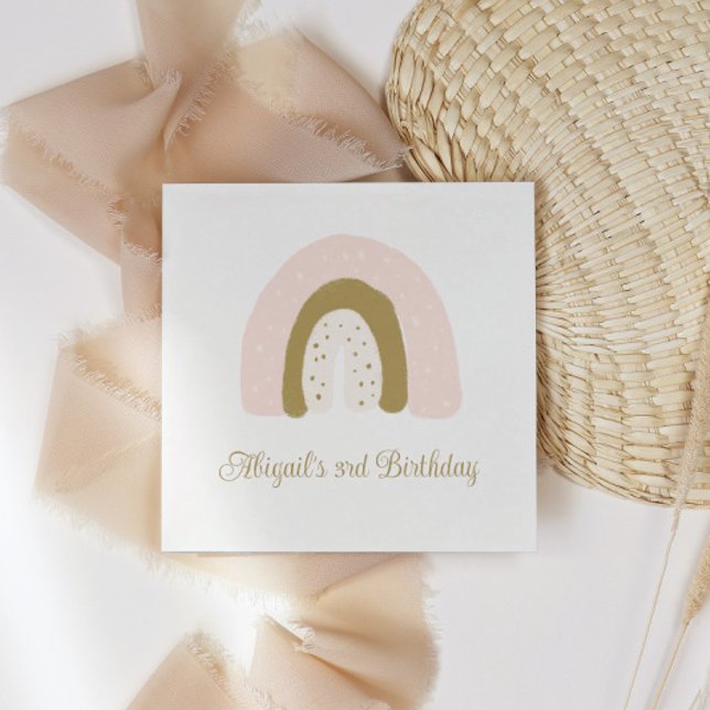 Guardanapo De Papel Aquarela Festa de aniversário de Pastas Rosa-Arco- (Criador carregado)