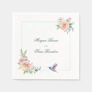 Guardanapo De Papel Aquarela Floral Beija-flor Seersucker Casamento