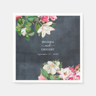 Guardanapo De Papel Aquarela Flores Magnólia Negras Casas