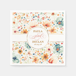 Guardanapo De Papel Aquarela Flores Selvagens Elegante Casamento outon