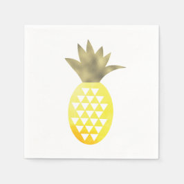 Guardanapo De Papel Aquarela Folha de Ouro Tropical Abacaxi