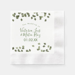 Guardanapo De Papel Aquarela Folhas Verdejantes Casamento Outono