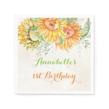 Aquarela Girassóis Laranja Amarelo Verde