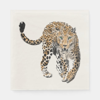 Guardanapo De Papel aquarela leopardo gato da selva animal pintado ver