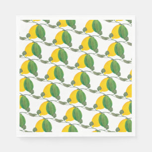 Guardanapo De Papel Aquarela Limões Limas Padrão Pintado à Mão