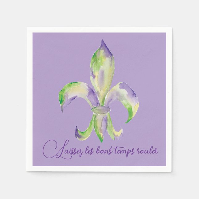 Guardanapo De Papel Aquarela Mardi Gras Fleur de Lis (Frente)