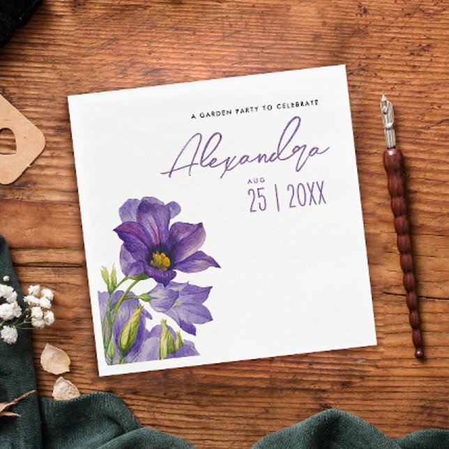 Guardanapo De Papel Aquarela Moderna das Flores Roxas (Criador carregado)