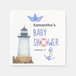 Guardanapo De Papel Aquarela náutica - chá de fraldas