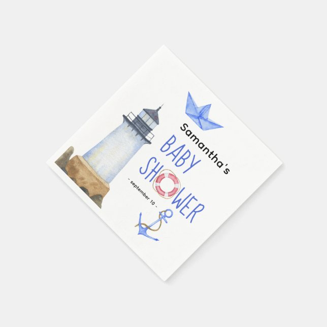 Guardanapo De Papel Aquarela náutica - chá de fraldas (Canto)