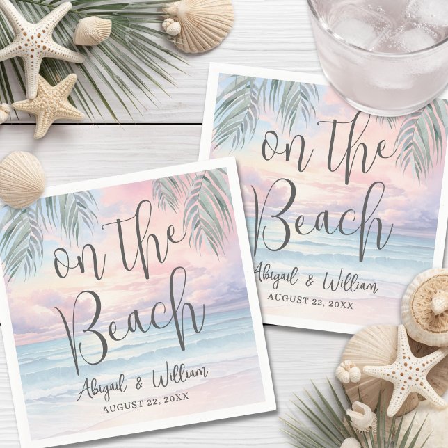 Guardanapo De Papel Aquarela No Casamento na Praia (Watercolor On The Beach Wedding Napkins)