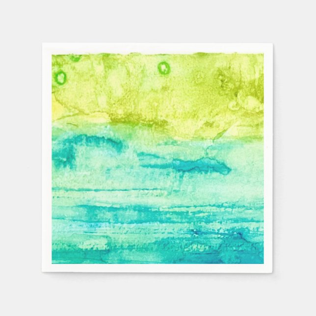 Guardanapo De Papel Aquarela Oceano Abstrato (Frente)