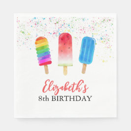 Guardanapo De Papel Aquarela Picolé Nome Personalizado Aniversário Náp