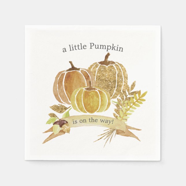 Guardanapo De Papel Aquarela Pumpkin Fall Chá de fraldas Napkins (Frente)