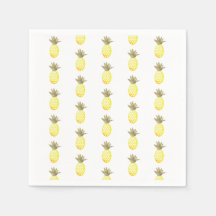 Aquarela Repetição de Abacaxi em Folha Dourada Tro