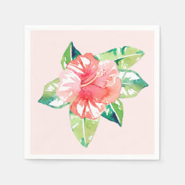 Guardanapo De Papel Aquarela Rosa Tropical Hibiscus Elegante Floral