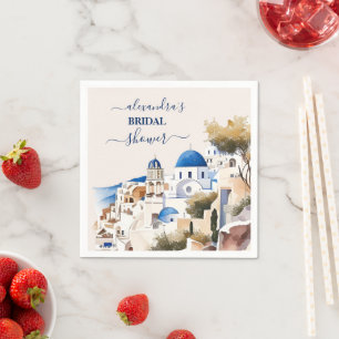 Guardanapo De Papel Aquarela Santorini Destino Nupcial