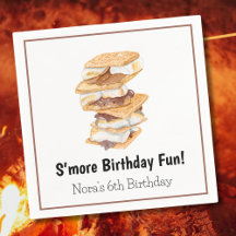 Aquarela S'mores Realistas Aniversário de 6 anos