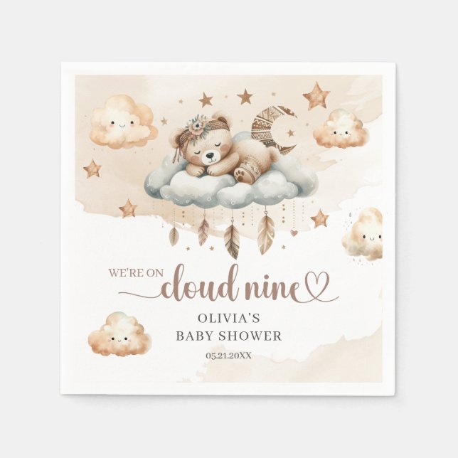 Guardanapo De Papel Aquarela terracotta boho penas cloud nove (Frente)