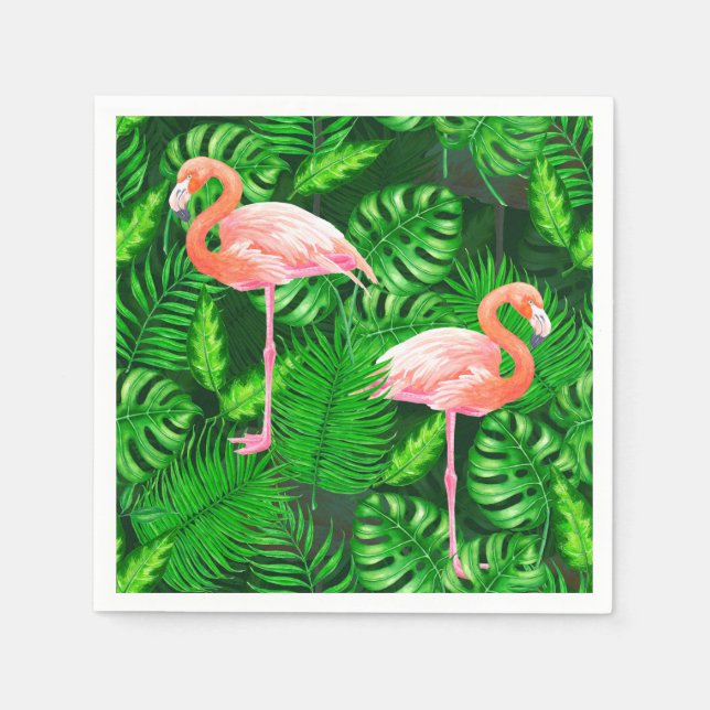 Guardanapo De Papel Aquarela tropical Flamingo (Frente)