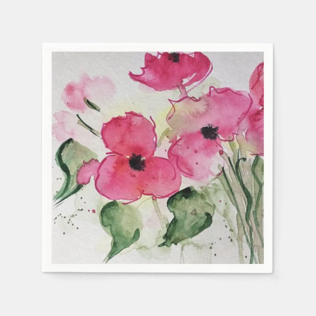 Guardanapo De Papel Aquarell rosa Blumen (Frente)