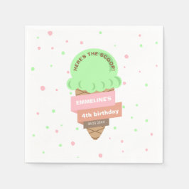 Guardanapo De Papel Aqui Está a Colher Sorvete de Menta Feliz Aniversá