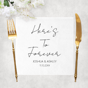 Guardanapo De Papel Aqui está o Forever Script de Casamento Elegante