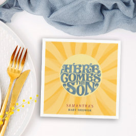 Guardanapo De Papel Aqui vem o Chá de fraldas do Filho Retro