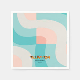 Guardanapo De Papel Aqui Vem O Chá de fraldas Moderno Rainbow Wave