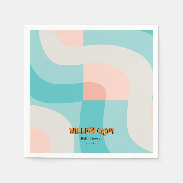 Guardanapo De Papel Aqui Vem O Chá de fraldas Moderno Rainbow Wave (Frente)