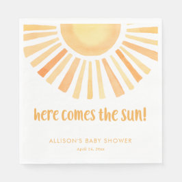 Guardanapo De Papel Aqui vem o chá de fraldas neutro por gênero do Sol