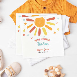 Guardanapo De Papel Aqui Vem O Filho Chá de fraldas Retro Boy